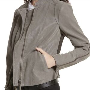 Free people‎ gray leather moto jacket size sm
